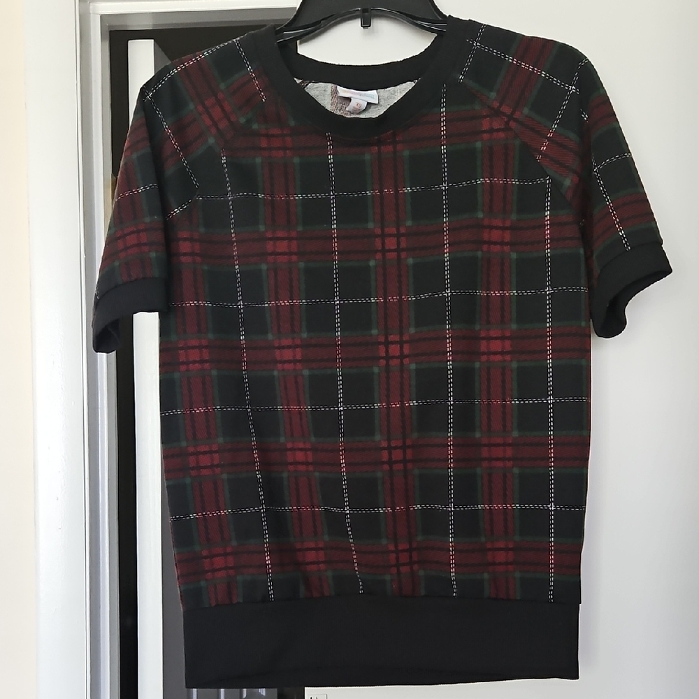 LuLaRoe Red and Black Plaid Sweater